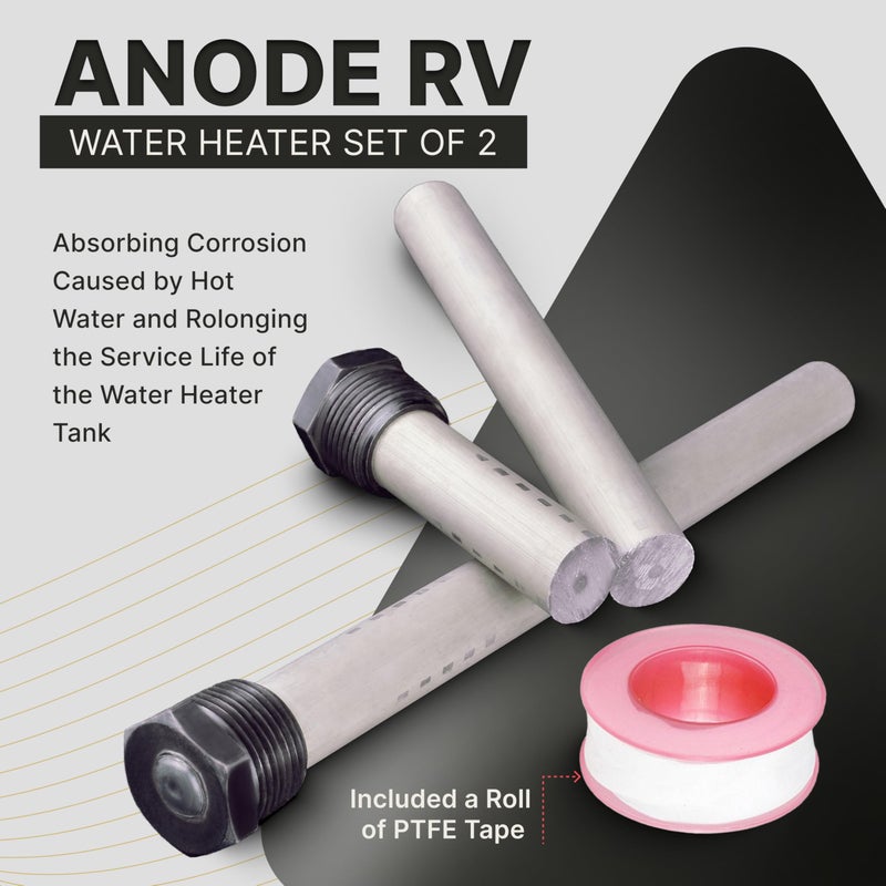 Diximus Anode RV Water Heater Set of 2 - Camper Water Heater Anode Rod 3/4'' Thread - Magnesium RV Anode Rod - Compatible with Mor-Flo and Suburban Water Heater Tanks - Image 2